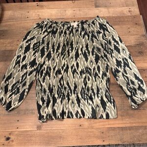 NEW Michael Kors Ikat Peasant Blouse Long Sleeve Top